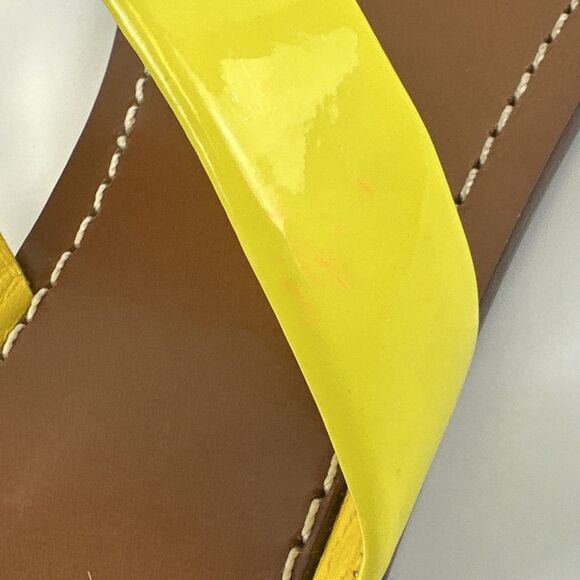 Tory Burch Cameron Thong Sandal Yellow Patent Leather Flat Slip On Womens 10 - Picture 11 of 13